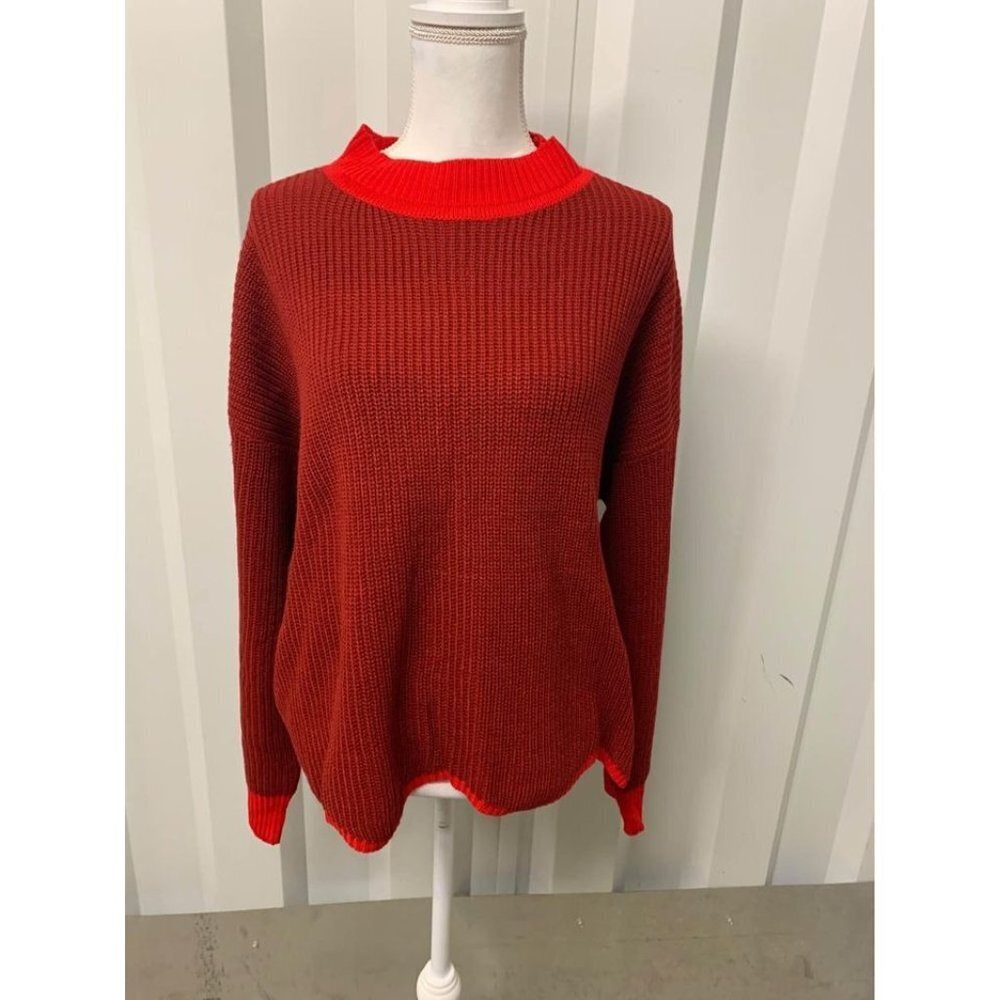 Shein Curve Red 2 Tone Knit Sweater Plus Size 2XL